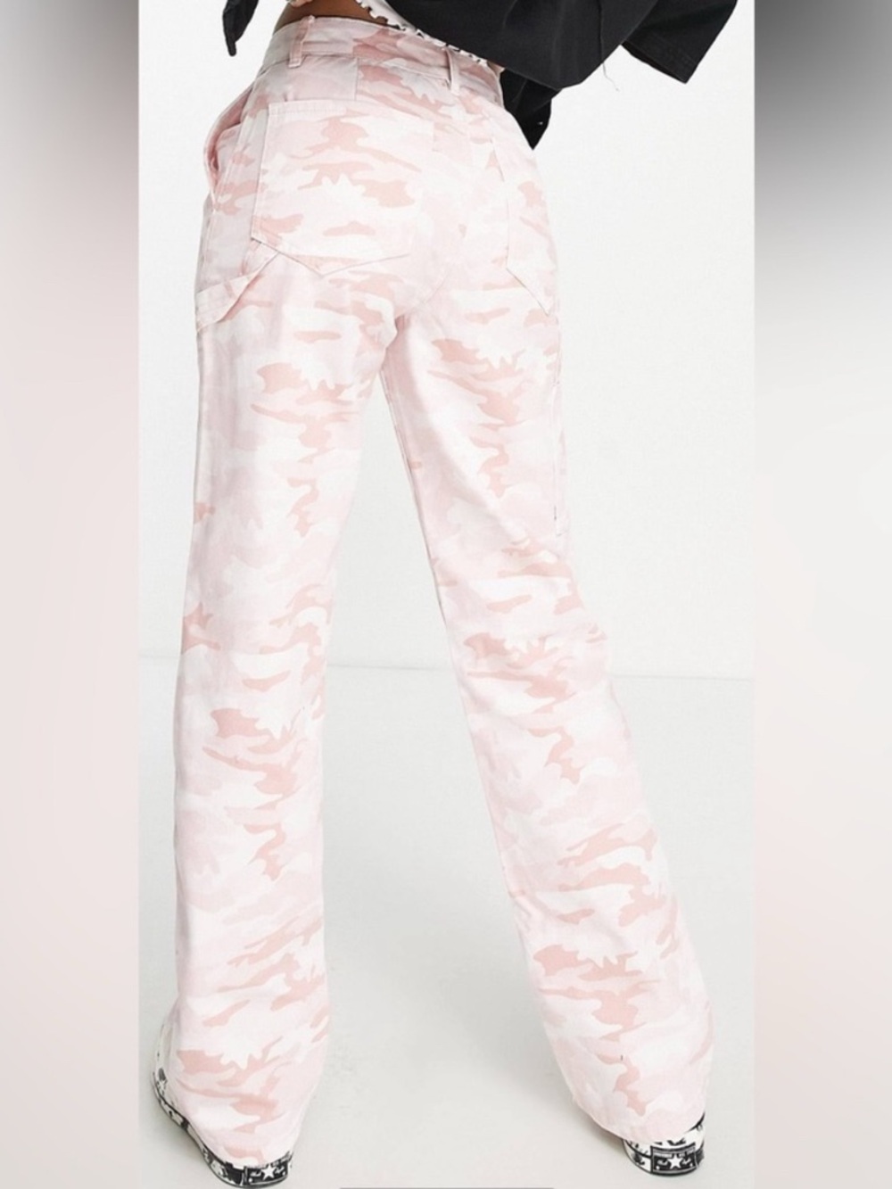 ASOS Stradivarius STR Wide Leg Cargo Baggy Pink Camo Jeans Women’s 00 - Picture 3 of 8